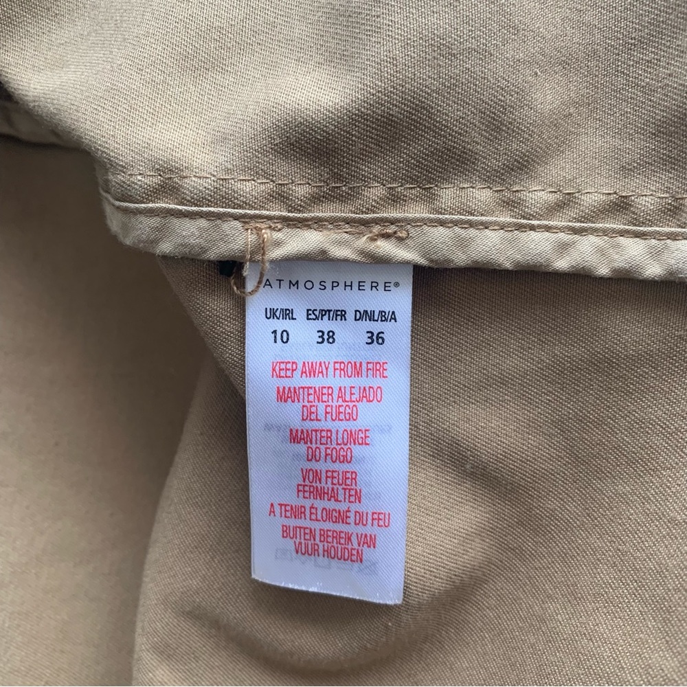 Atmosphere Shacket Utility Top Long Sleeve Cotton Tan Brown + Badges UK 10 - Picture 9 of 16